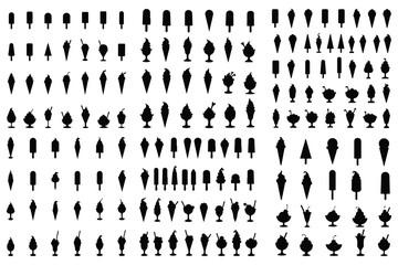Collection of black ice cream and popsicle silhouettes