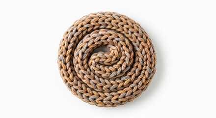 Obraz premium Spiral pattern of braided rope on white background