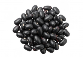 Dark oval beans pile black food isolated on a transparent background