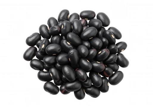 Dark oval beans pile black food isolated on a transparent background