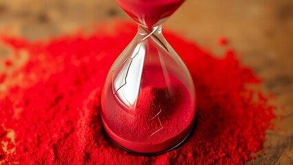 A cracked hourglass with red sand, symbolizing urgent health warnings in midlife.