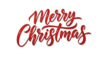 Elegant red glitter script merry christmas hand lettering design with a festive sparkle on a white background for holiday greetings and celebrations
