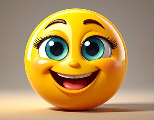 Smiling, round emoticon with big eyes