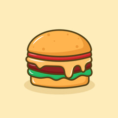 Flat design hamburger with cheese and lettuce