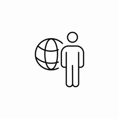 global networking person icon sign vector