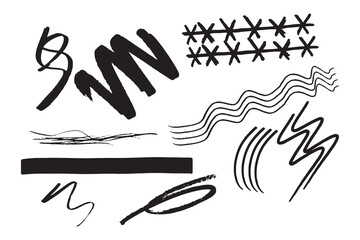 Obraz premium Vector art of abstract black ink brushstrokes and doodles on