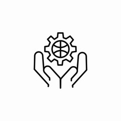 hands holding gear service icon sign vector