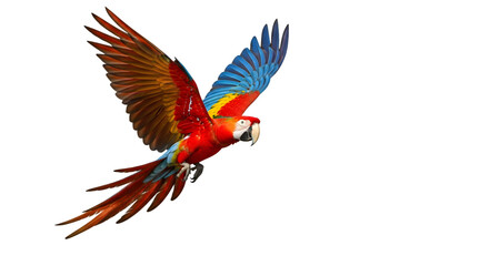 Fototapeta premium Vibrant red macaw in flight for tropical branding, nature themes, and lively designs
