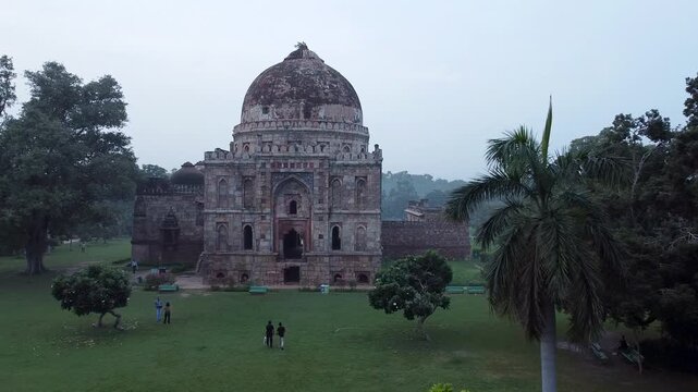 Aerial view of Bada Gumbad Tomb at Lodi Garden, New Delhi, India