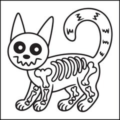Bold and easy spooky Halloween black and white coloring pages for adults with Halloween-related elements.
