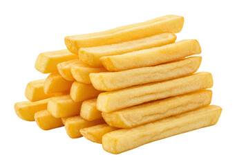 Pile of golden French fries isolated PNG, crispy and delicious snack made from potatoes, fast food for restaurants and menus