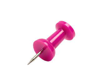 Magenta push pin isolated on transparent background, office supply for bulletin boards and organization