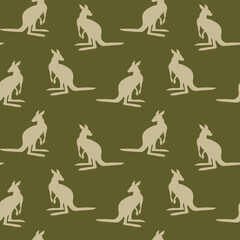 Seamless pattern with Kangaroo silhouette on color background. Vector illustration for card design, poster, fabric, textile. Pray for Australia and animals.