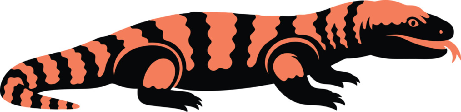 Vibrant gila monster reptile detailed close-up nature wildlife animal flat design vector illustration isolated on transparent background