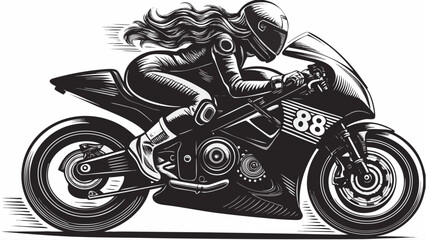 Bold woman riding sleek motorcycle with speed, a symbol of freedom and empowerment