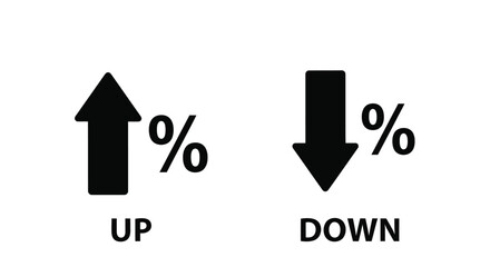 Simple graphic illustrating up and down arrows with percentage signs