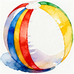 Colorful beach ball illustration in watercolor style 