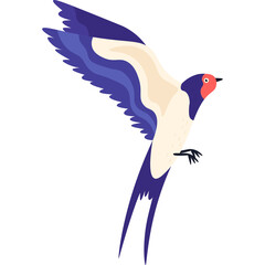 Pixel Art Barn Swallow Bird In Flight With Blue Wings And White Body On Transparent Background Detailed Vector Illustration