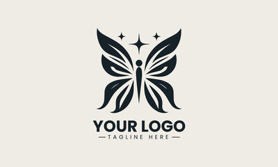 Creative butterfly and star logo representing harmony and imagination in elegant vector illustration