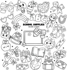Cute School Supplies Doodle Set
