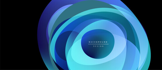 Abstract layers create dynamic blue visual. Concentric shapes suggest depth, movement, modern aesthetic. Background design element.