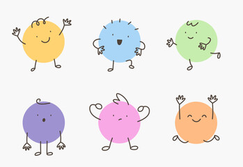 Happy round shape characters. Cute children illustration. 