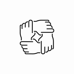 four hands together icon sign vector