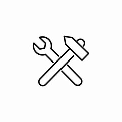 hammer and wrench icon sign vector