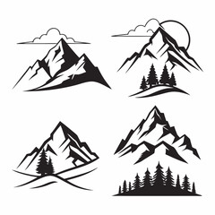 Fototapeta premium Vector art of mountain landscape clip art collection for your design