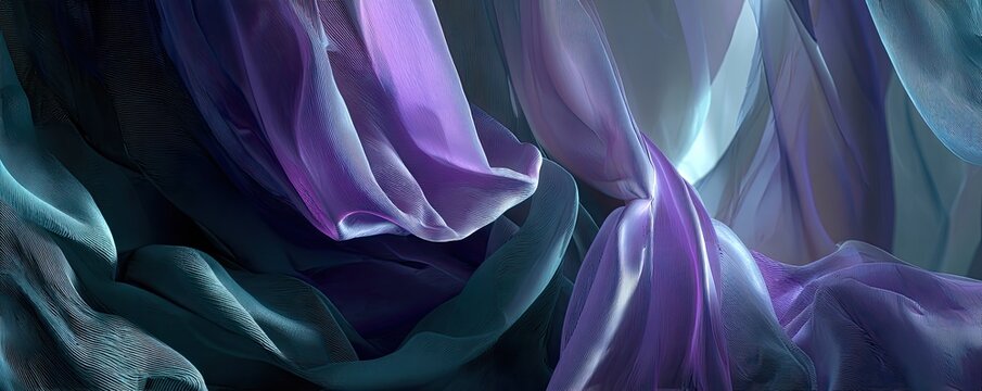 Abstract drapes of vibrant translucent fabrics