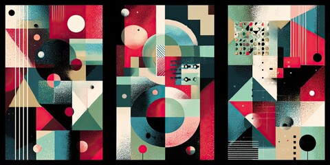 Abstract geometric art panels