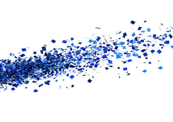 Glittering blue squares cascade across a dark backdrop