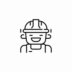 smiling worker hardhat icon sign vector
