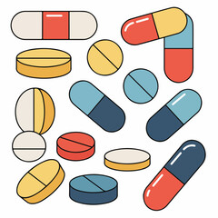 Close-Up of Assorted Medical Pills, Tablets, and Capsules Representing Healthcare, Treatment, and Pharmacology