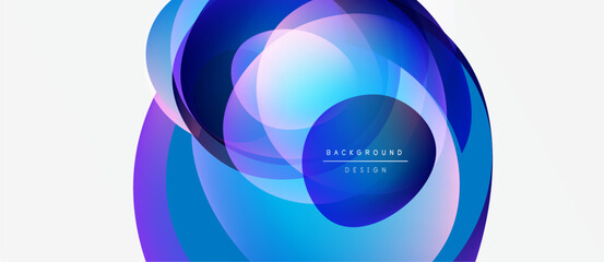 Abstract fluid shapes overlap, creating vibrant blue purple gradients. Modern design element for backgrounds, presentations.