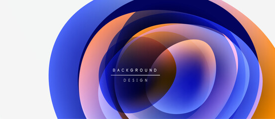 Abstract layers create dynamic visual effect. Overlapping circles form tunnel illusion. Colors blend, offering modern design element.
