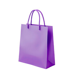 Plain purple shopping bag with handles, isolated on black
