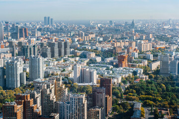 Obraz premium Panorama of the city with buildings and sights from above. Moscow, Russia - 12 Sep 2025