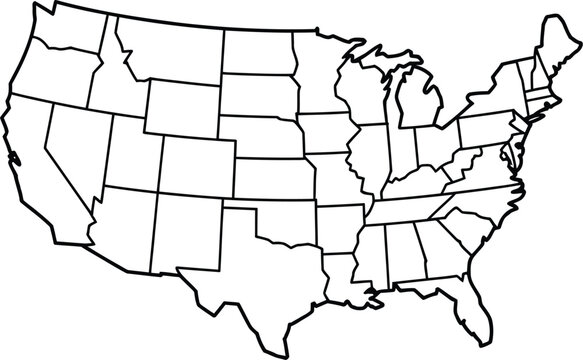 United States Map Outline A Simple Vector Illustration for Educational and Design Projects