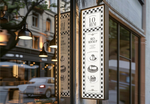 Elegant Cafe Sign Mockup Design PSD