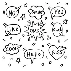 Hand drawn speech bubbles with messages