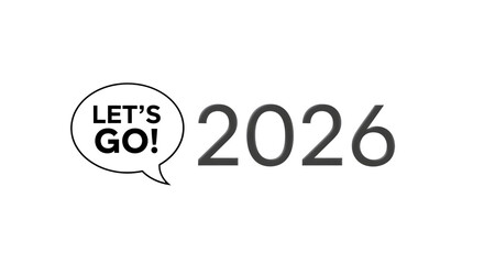 Futuristic 2026 text with digital elements isolated on transparent background