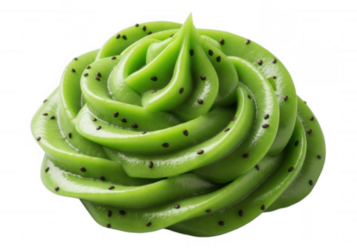 Swirled green frosting with dark seeds kiwi isolated on a transparent background - Powered by Adobe