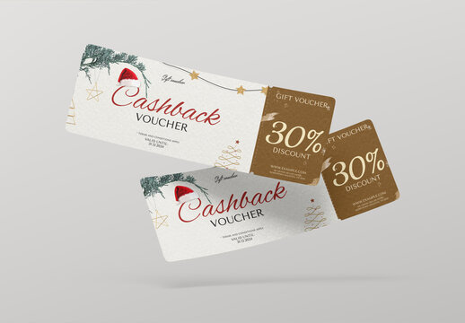 Festive Voucher Design With Discounts Mockup PSD
