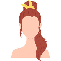 Pixel Art Representation Of A Woman With A High Bun And A Yellow Hair Accessory Against A White Background With Transparent Background