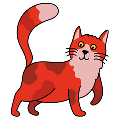 Pixel Art Orange Cat With Pink Accents And Spots On A Transparent Background