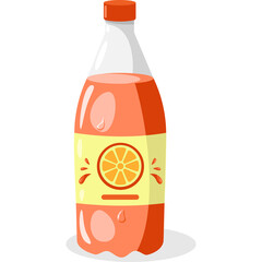 Pixel Art Orange Soda Bottle With Orange Slice Label On Transparent Background Orange Soda Drink In A Clear Plastic Bottle