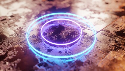 Abstract Futuristic Glowing Circle Icon Modern Tech Design for Digital Innovation