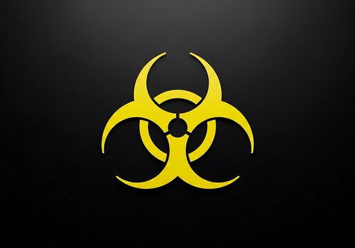 Biohazard Symbol on Black Background - Warning of Biological Hazards.