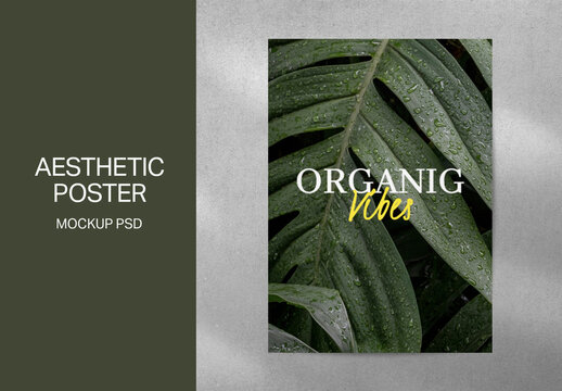 Leafy Organic Poster Mockup PSD